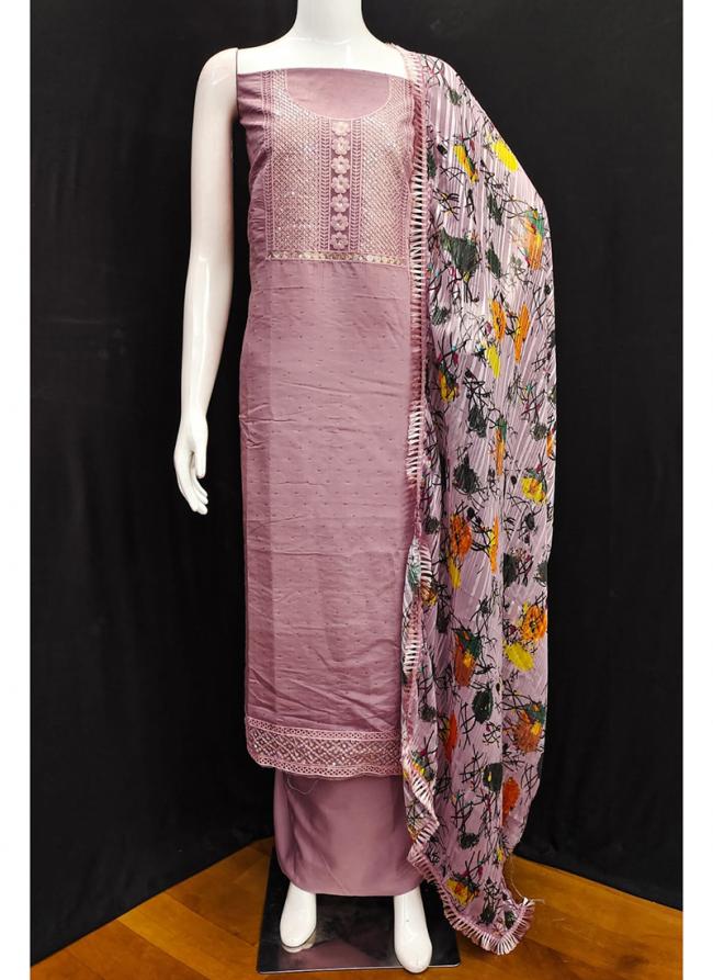 Roman Silk Pink Traditional Wear Printed Dress Material